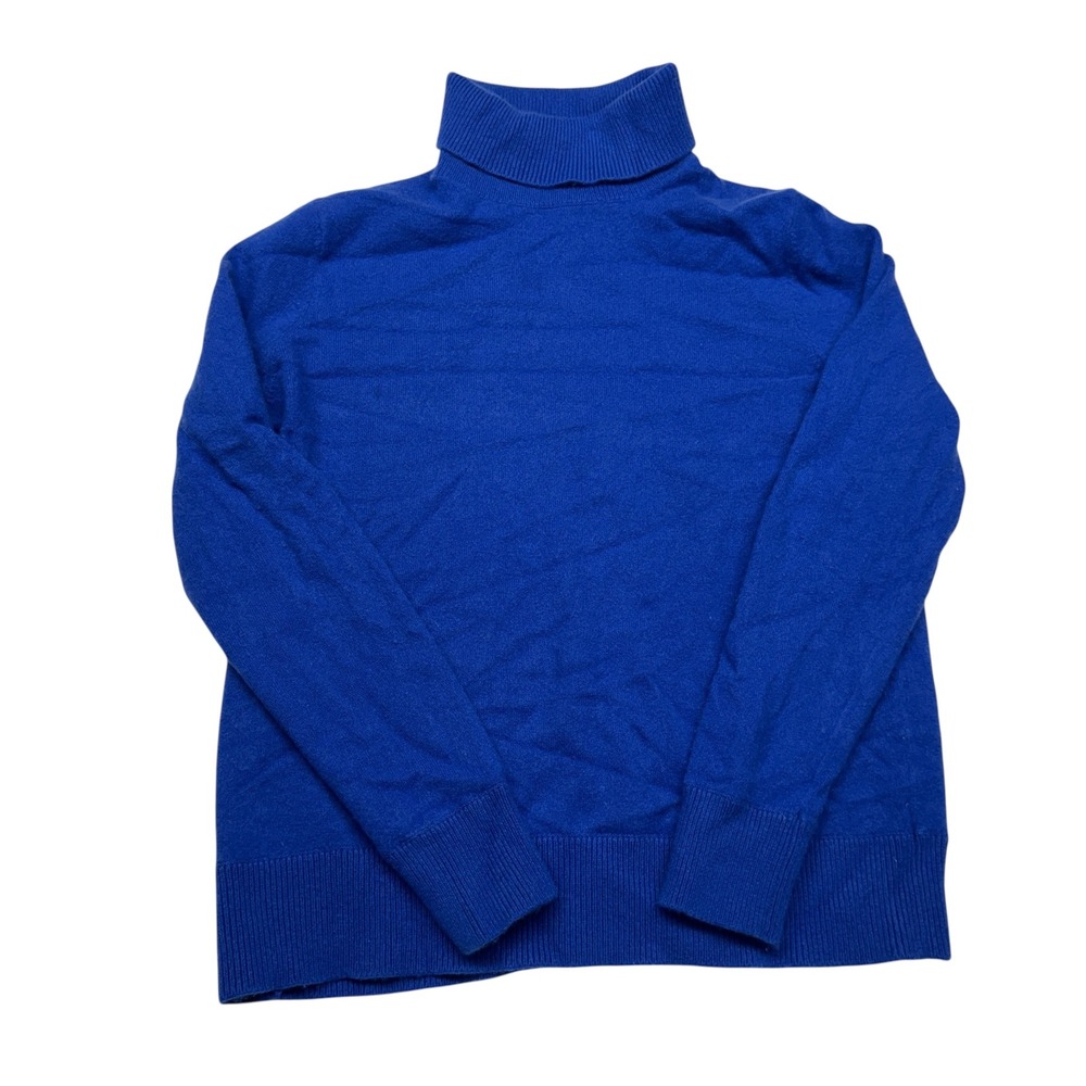 Lands' End 100% Cashmere Turtleneck Sweater Royal Blue Womens XL 18